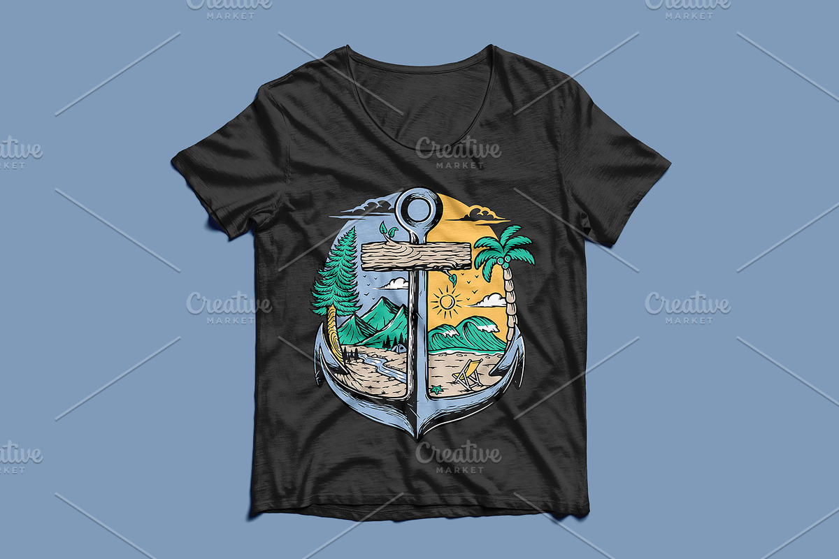 anchor and natural scenery, a Seasonal Illustration by gunaonedesign (Photo 3 of 6)