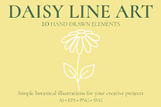 DAISY LINE ART SET, an Outline Icon by OREHOVKA (Thumbnail 4 of 4)