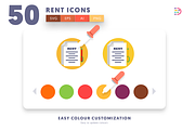 50 Rent Icons, an Outline Icon by Dighital (Thumbnail 8 of 10)