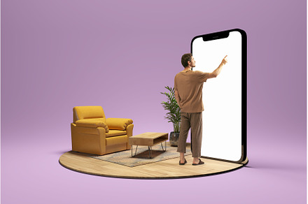 Photo and 3d illustration of man