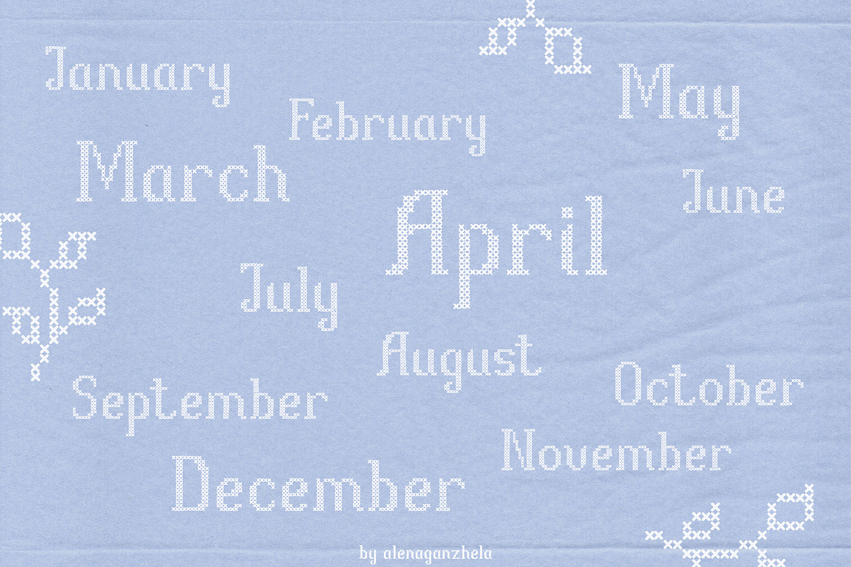 APRIL THREAD - Cross-Stitch Font, a Serif Font by alenaganzhela (Photo 4 of 9)