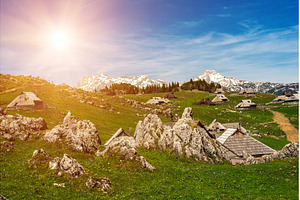 Mountain village in Alps, wooden, a Nature Photo by Nature and travel