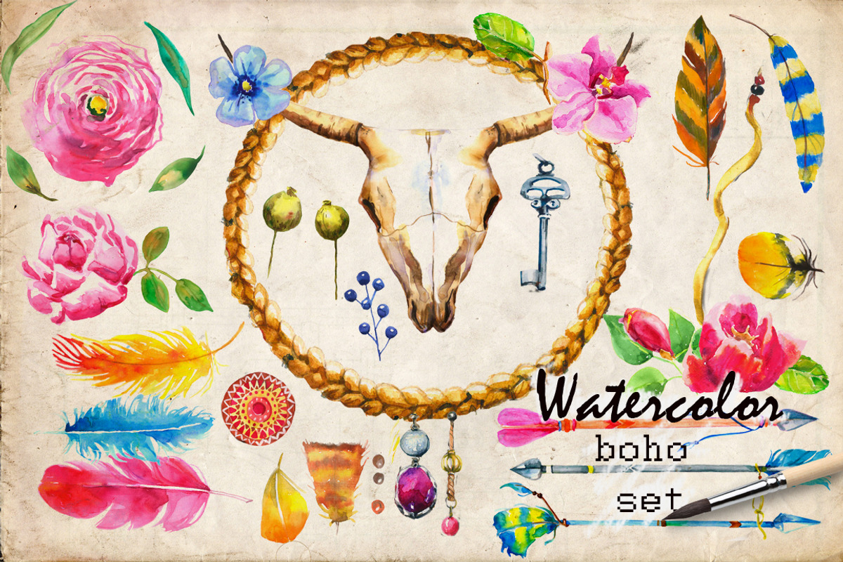 Watercolor boho collection, an Illustration by Eve Farb (Photo 3 of 5)