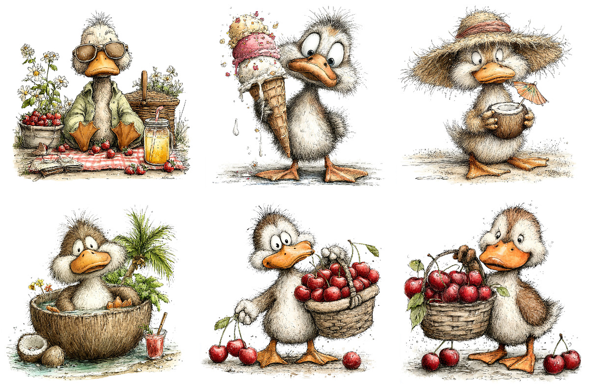 Whimsical Summer Duck Clipart, an Illustration by Dream Creation (Photo 3 of 6)