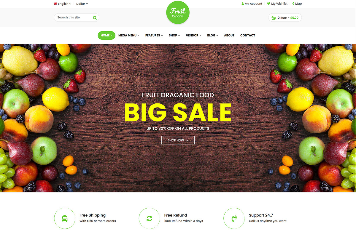 Food Fruit - Organic WooCommerce, a WordPress Template by Panda Theme (Photo 1 of 6)