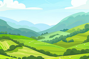 Digital artwork of lush green rollin, a Photo by LOGOCREATIVE