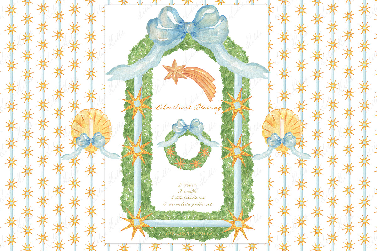 Christmas Stars Watercolor Clipart, a Decorative Illustration by LABFcreations (Photo 1 of 4)