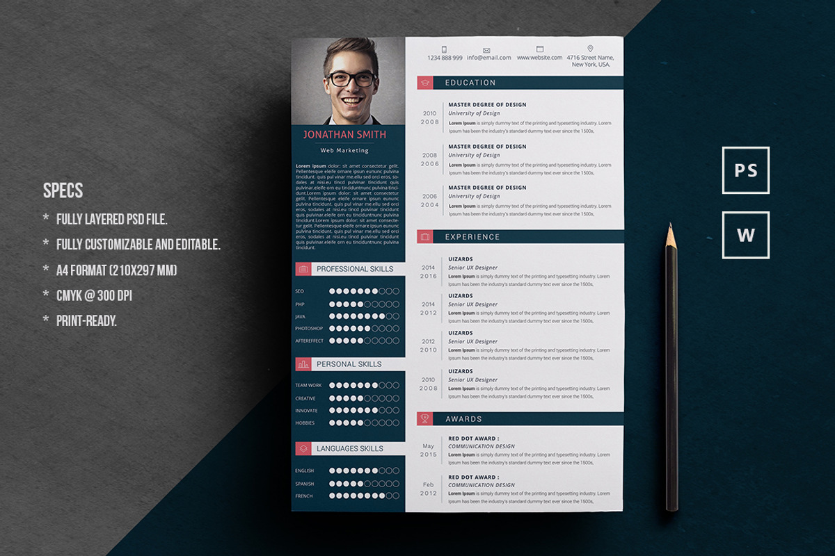 Elegant Word Resume, a Resume Template by BixBar (Photo 1 of 6)