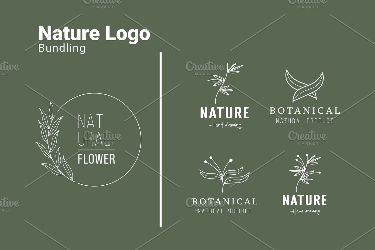 Minimalist Nature Leaf Logo Set, a Branding & Logo Template by Dyn Studio (Photo 1 of 6)
