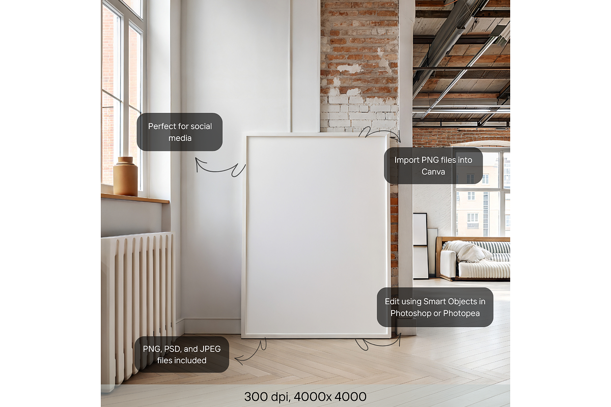 Industrial Loft Frame Mockup, a Product Mockup by MockupWizard (Photo 2 of 5)