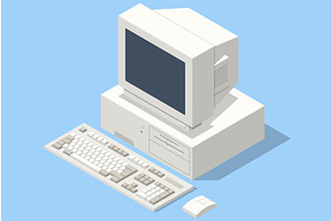 An isometric illustration of an old, a Technology Illustration by Golden Sikorka