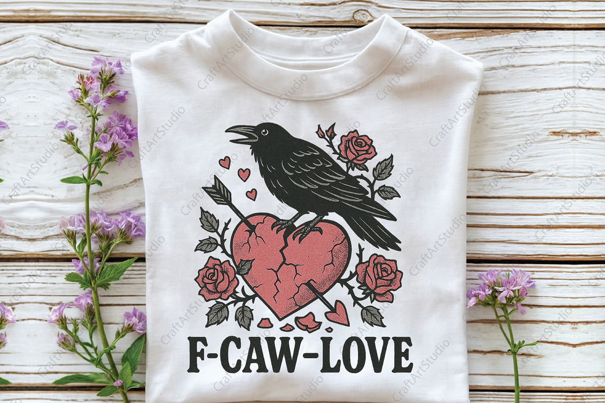 Crow Raven Valentine F-CAW- LOVE PNG, an Illustration by CraftArtStudio (Photo 3 of 4)