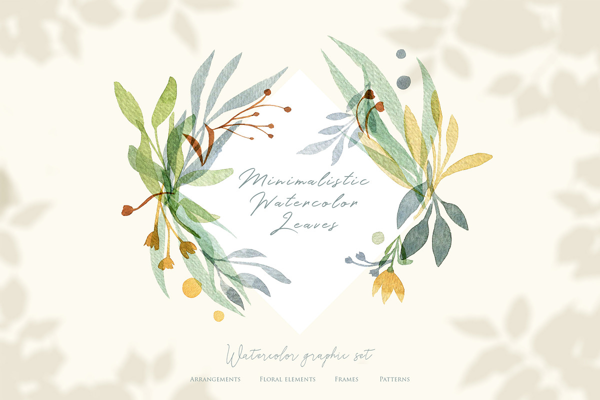 Minimalistic watercolor leaves, an Illustration by Pamyatka Shop (Photo 1 of 7)