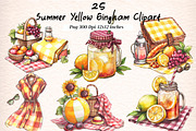 Summer Yellow Gingham Clipart, an Illustration by Digital Artistic99 (Thumbnail 1 of 10)