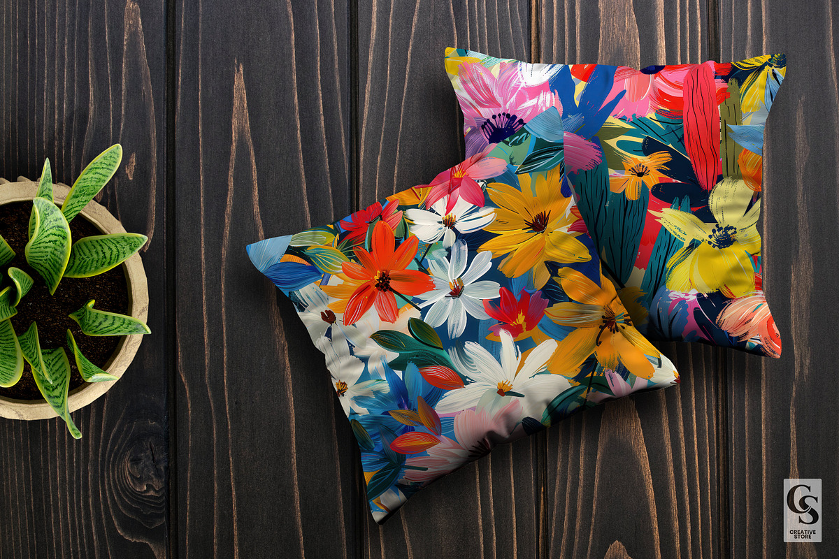 Painterly Flowers Seamless Patterns, a Pattern Graphic by Creative Store (Photo 5 of 5)