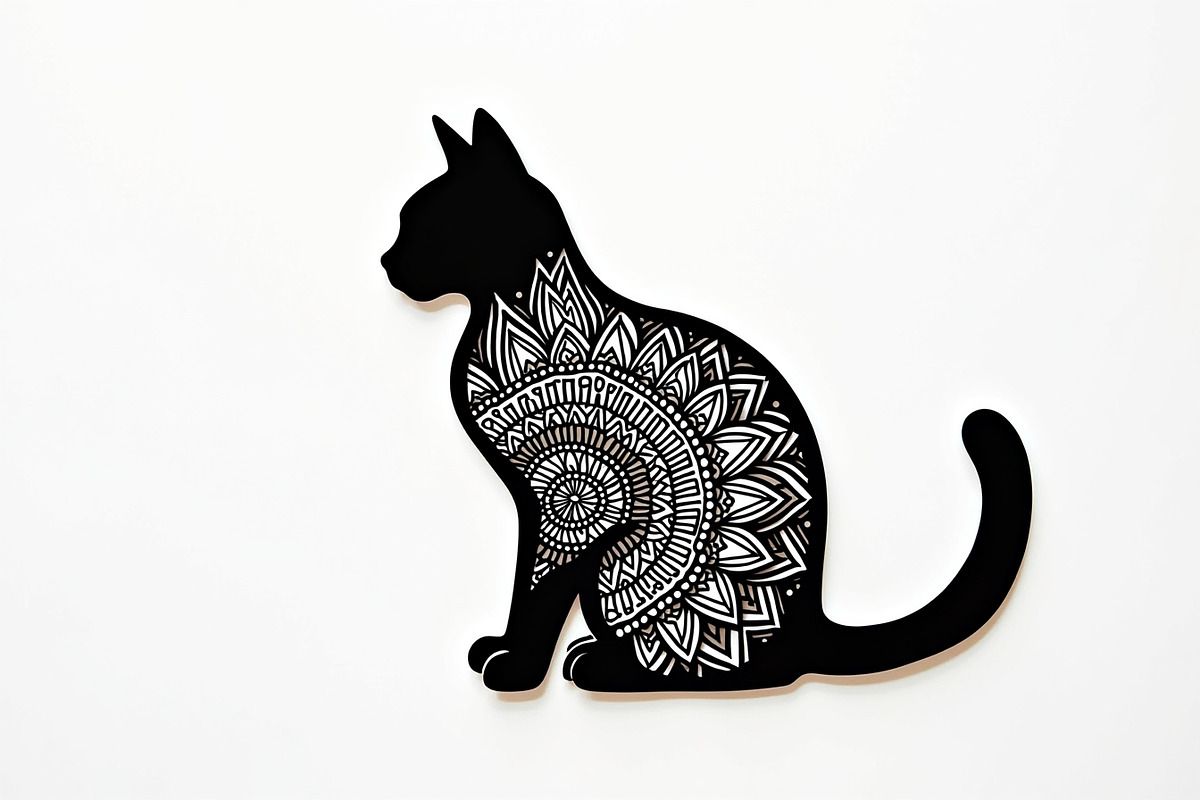 Ornate Cat Mandala Silhouette Design, an Illustration by Creativeshirt (Photo 7 of 13)