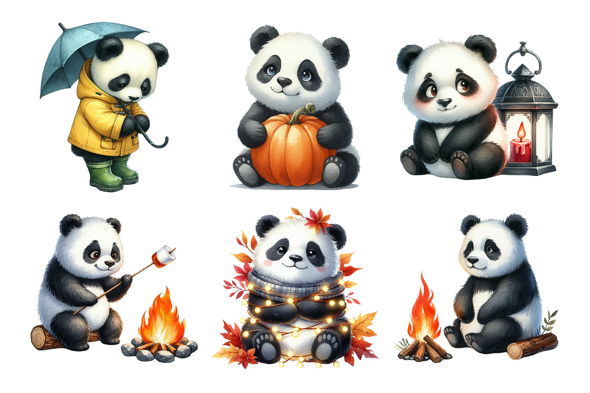 Autumn Panda Clipart Bundle, an Illustration by Daily.Designs (Photo 4 of 5)