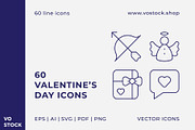 60 Valentines Day Icons, an Icon by vo.stock (Thumbnail 1 of 6)