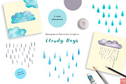 Cloudy Days Watercolor Graphics, an Illustration by LittleAcornGraphics (Thumbnail 2 of 5)