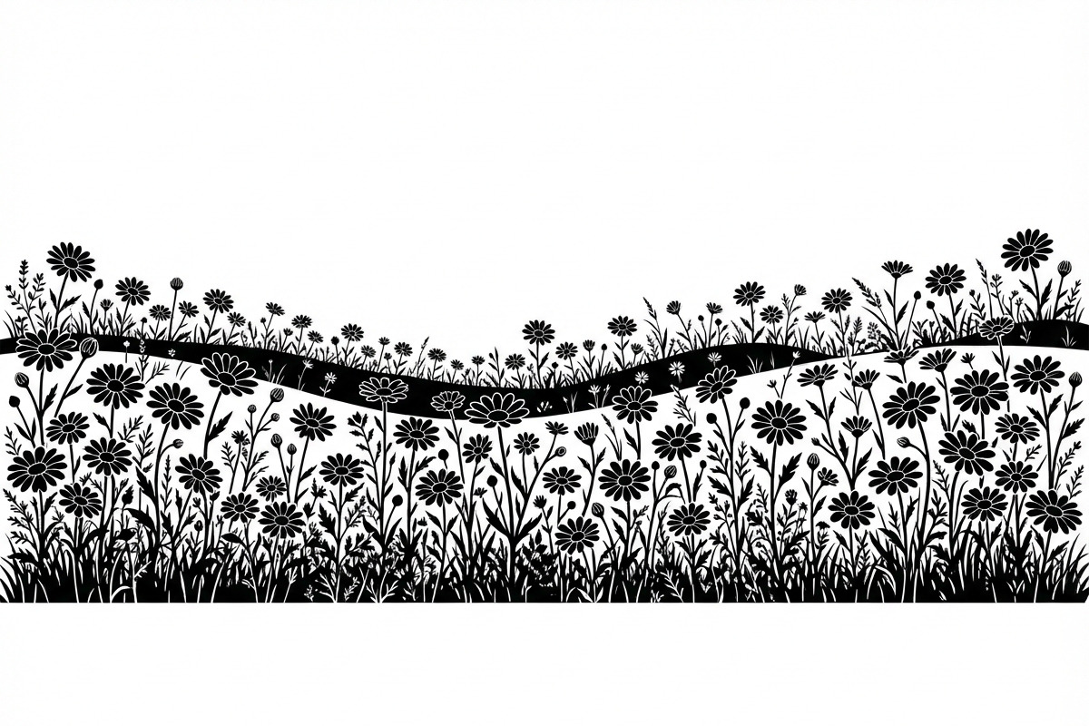 60 Daisy Flower Field Silhouette, a Seasonal Illustration by Amazin_art (Photo 20 of 22)