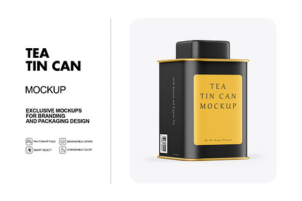Matte Tea Tin Can Mockup, a Packaging Mockup by Mockups Planet