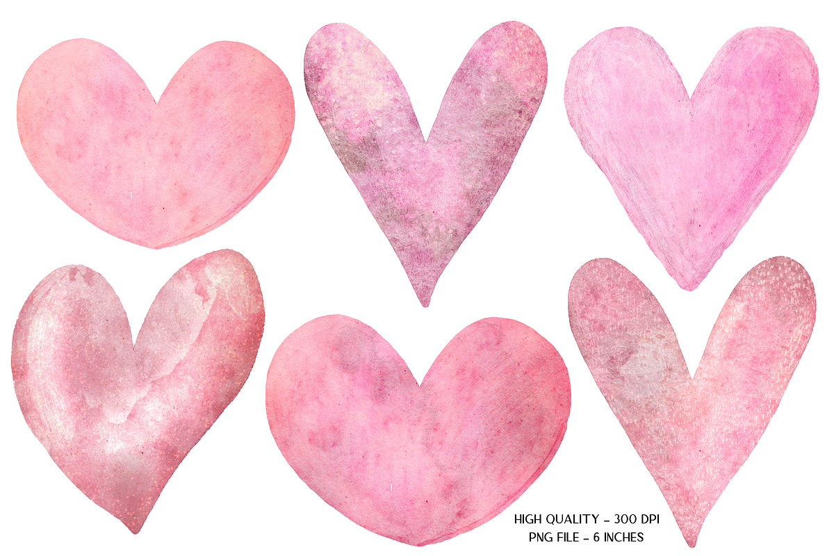 Pink Watercolor Hearts Clipart, a Graphic by Murphy & Frank (Photo 2 of 7)