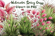 Watercolor Spring Grass Clipart, an Illustration by Libby Wishes (Thumbnail 1 of 7)