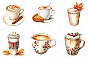Watercolor Thanksgiving Coffee Latte, an Illustration by DreamPrint404 (Thumbnail 2 of 6)
