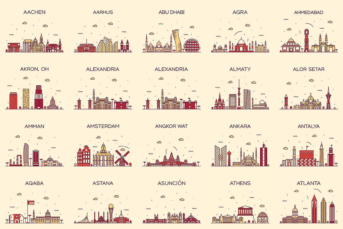 Huge collection of cities skylines, a Work Illustration by TheMountBirdStudio (Photo 11 of 15)