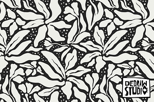 Black and White Floral Pattern, a Pattern Graphic by Dedraw Studio