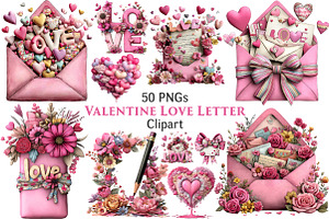 Valentine Love Letter Clipart, an Illustration by Pixels.Craft