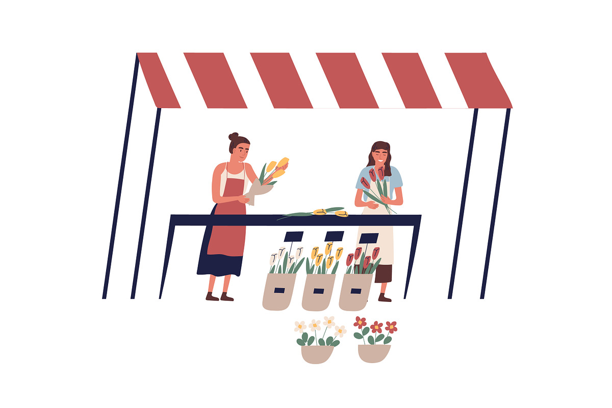 Flower market, outdoor florist shop, a Person Illustration by Good Studio (Photo 2 of 3)