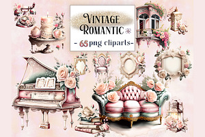 Vintage Romantic Clipart Bundle