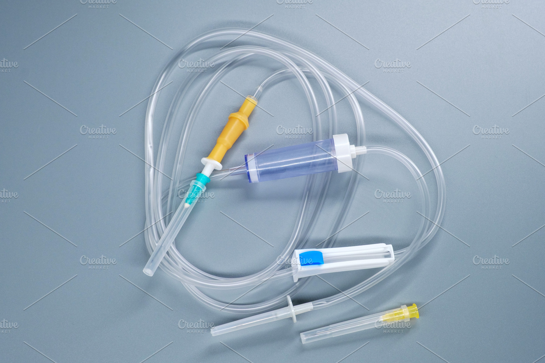 Infusion set Luer Slip IS-D with metal spike for intravenous drip. Professional, a Health & Medical Photo by Rohan Photography