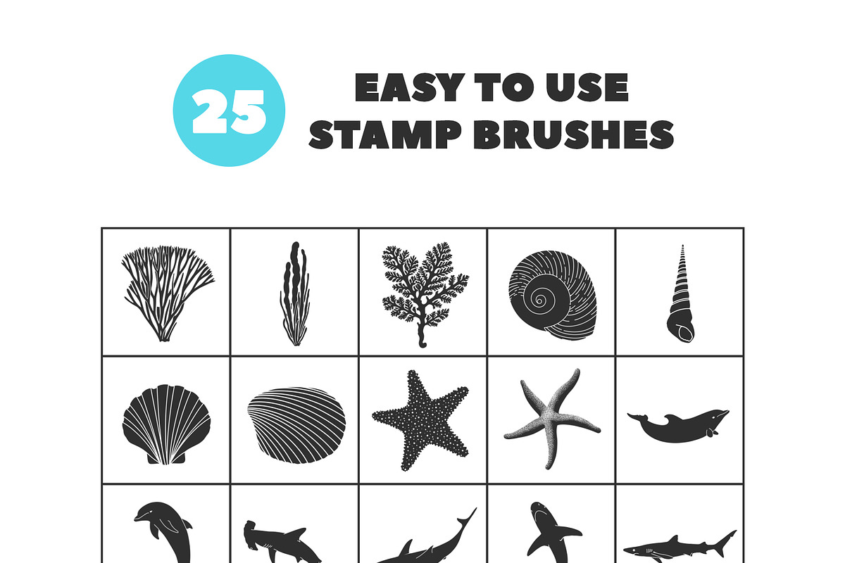 Sealife Procreate Patterns & Stamps, a Brush Add-On by BrushBoy (Photo 2 of 4)