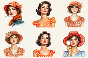 Coral Spring Vintage Woman Clipart, an Illustration by OK Design (Thumbnail 5 of 5)