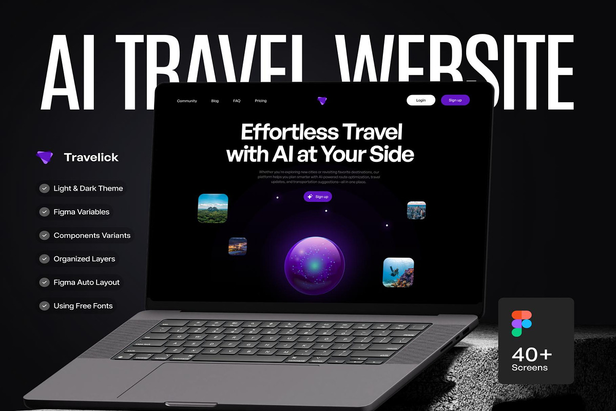 Travelick AI Travelel Website UI KIT, an UI Kit Template by Creative Perspective (Photo 1 of 7)