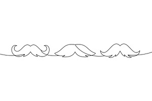 Continuous line moustache set, an Object Illustration by GraphiShop
