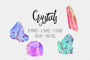 Watercolor Crystal Clipart