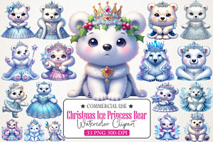 Christmas Ice Princess Polar Bear, an Illustration by RobertsArt