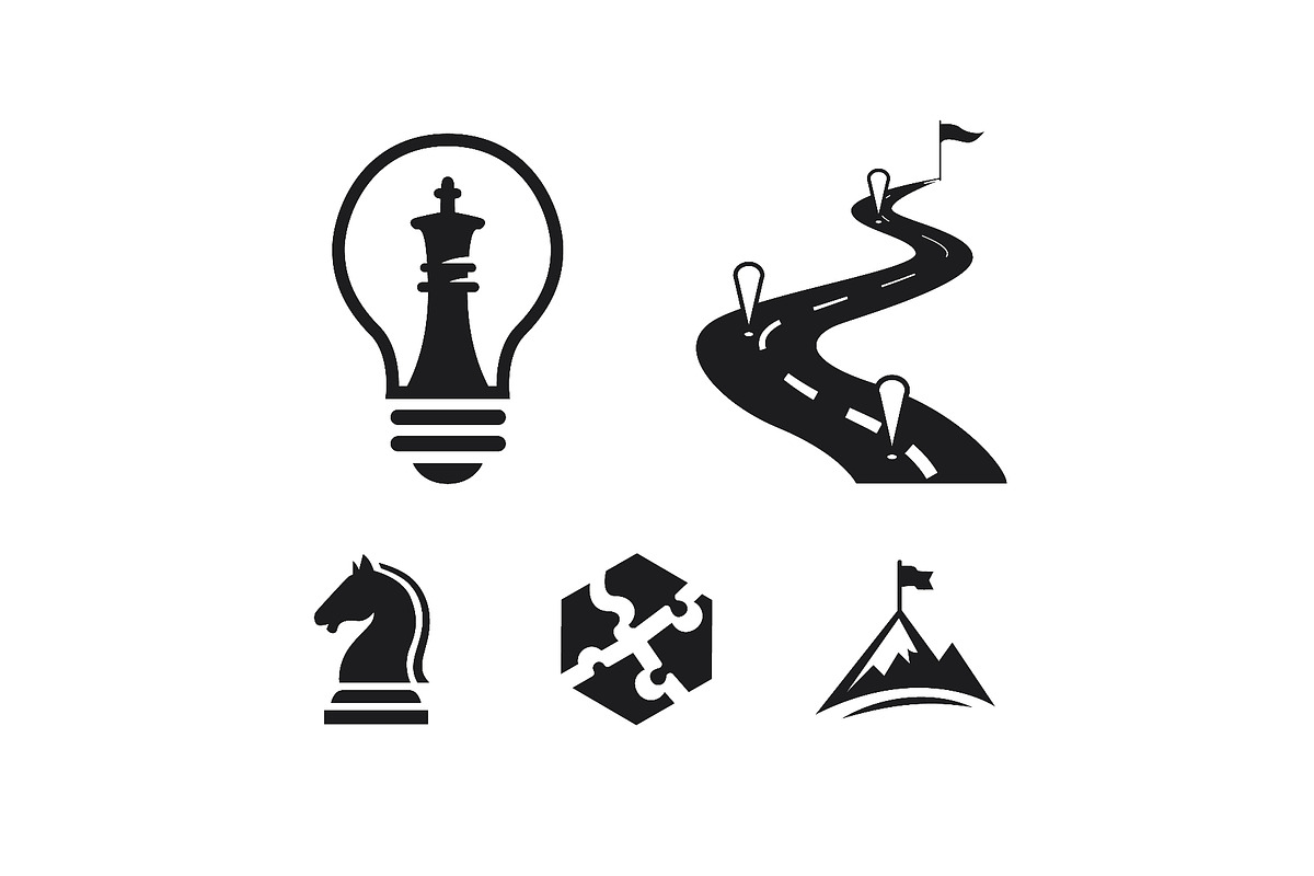 Five business strategy logo designs, a Person Illustration by LogosDen (Photo 1 of 3)
