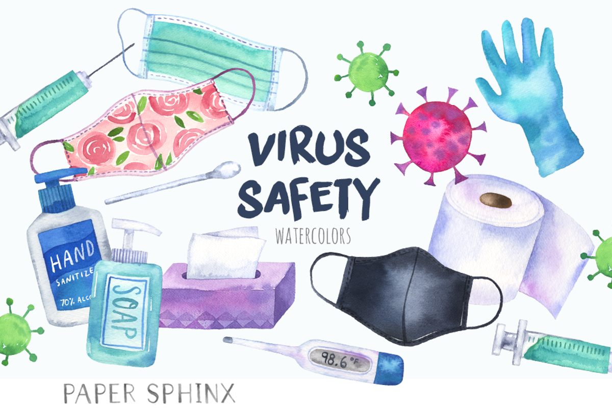 Watercolor Virus Clipart, a Healthcare Illustration by PaperSphinx (Photo 1 of 3)