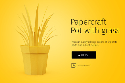 Papercraft pot with grass
