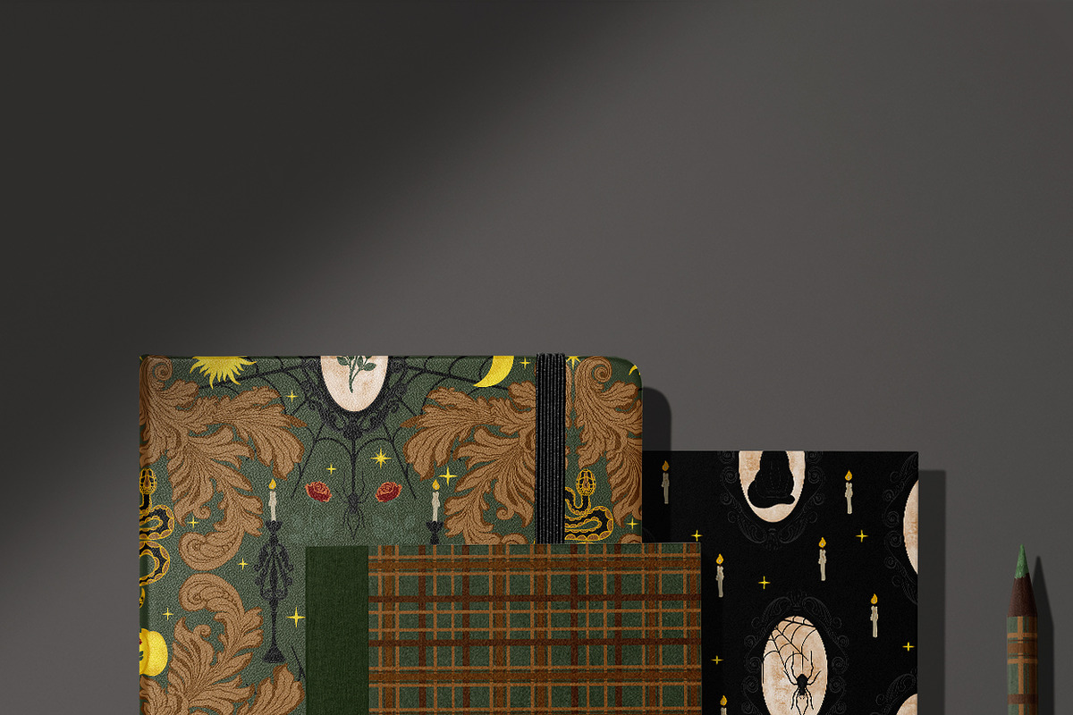 Emerald Gothic Halloween Pattern Set, a Pattern Graphic by Oksana Dovhopol Art (Photo 4 of 10)