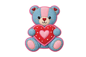 Patchwork Valentine Love Teddy Bear, an Illustration by DreamPrint404