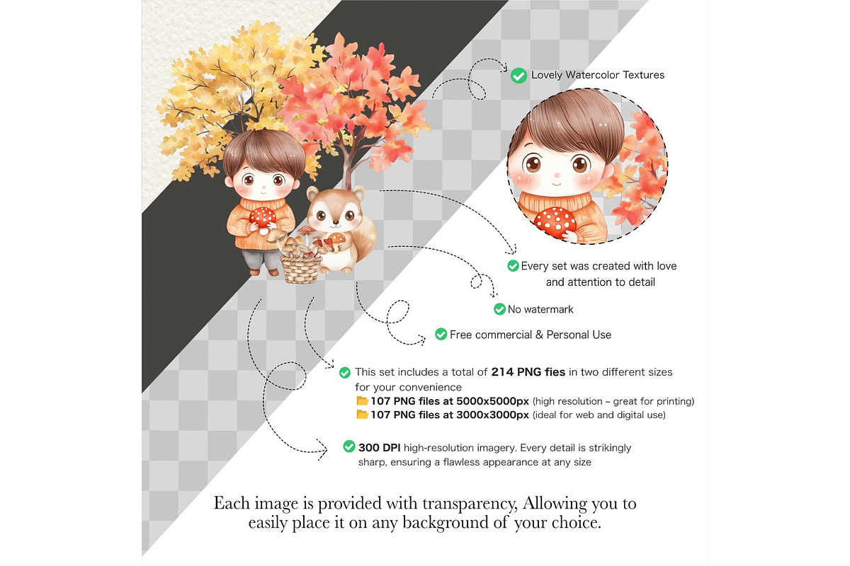 Fall Clipart Autumn Watercolor PNG, an Illustration by CharmClipart (Photo 10 of 10)