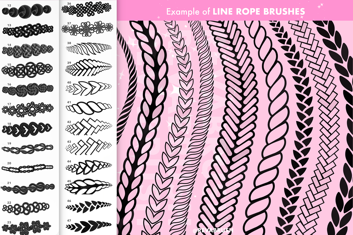 Procreate Rope stitch brushes, a Brush Add-On by Revabrush (Photo 4 of 6)