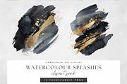 Black and Gold Watercolor Washes PNG, a Decorative Illustration by illuztrate (Thumbnail 5 of 7)