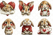 Whimsical Valentines Bunny Clipart, an Illustration by Black Bird Studio (Thumbnail 5 of 6)
