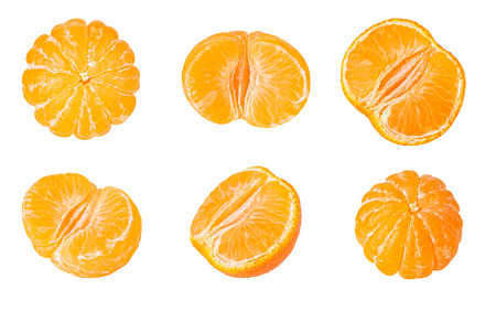 Set of six peeled ripe tangerine, a Food & Drink Photo by Rodica Ciorba